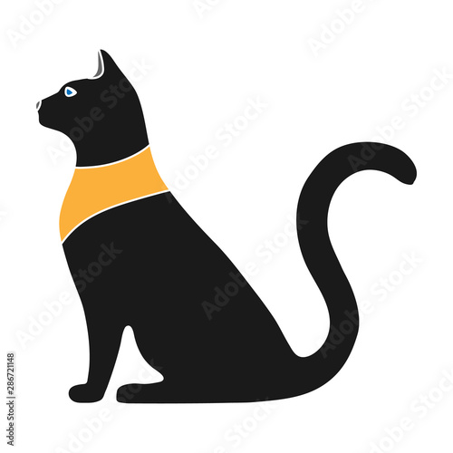 Cat goddess Bastet icon in colour style isolated on white background. Ancient Egypt symbol stock vector illustration.