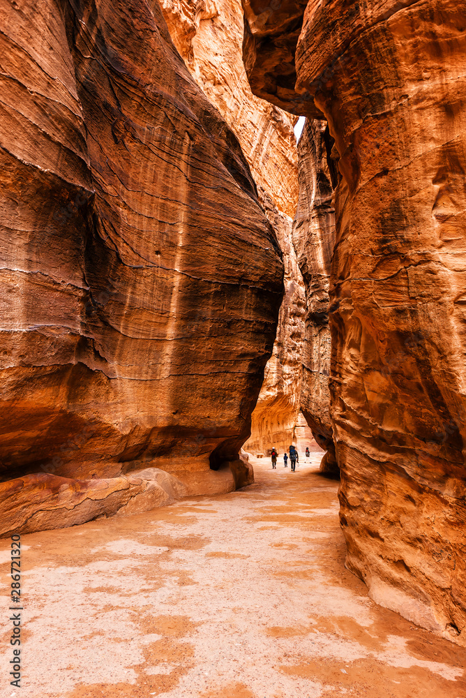 Fantastic beauty of the Siq gorge in Petra
