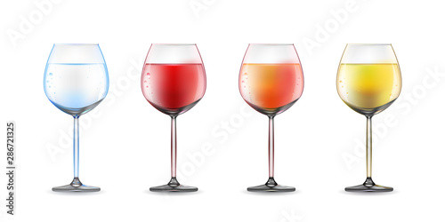 Set of wine glasses with wine