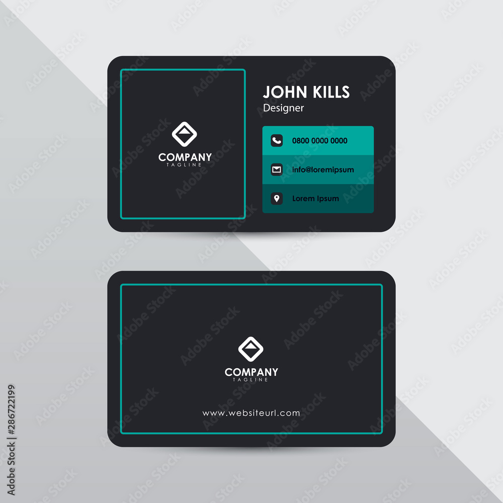 Modern business card design template. Green tosca color element clean composition. Modern business card design template. Green tosca color element clean composition.