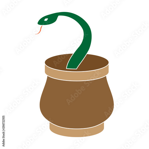 Snake in basket icon in colour style isolated on white background. Arab Emirates symbol stock vector illustration.