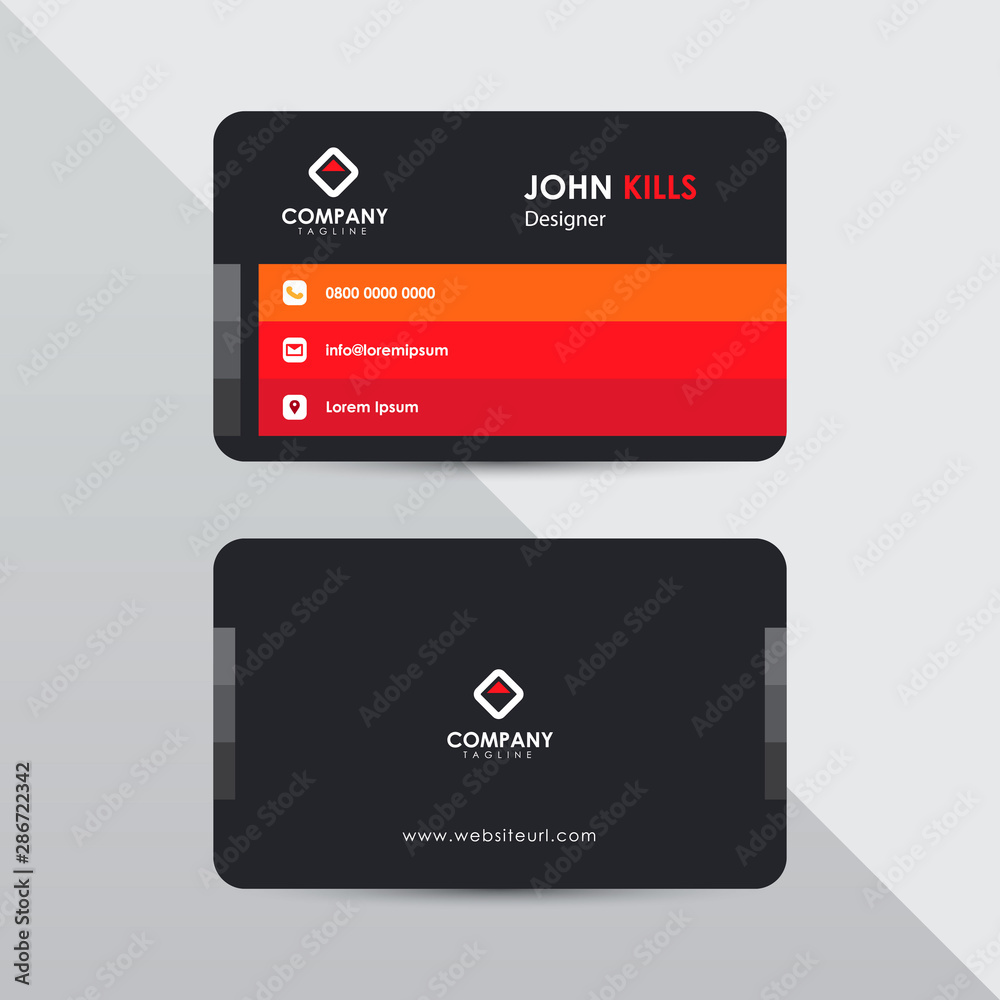 Modern business card design template. Red and orange color element clean composition. Modern business card design template. Red and orange color element clean composition.
