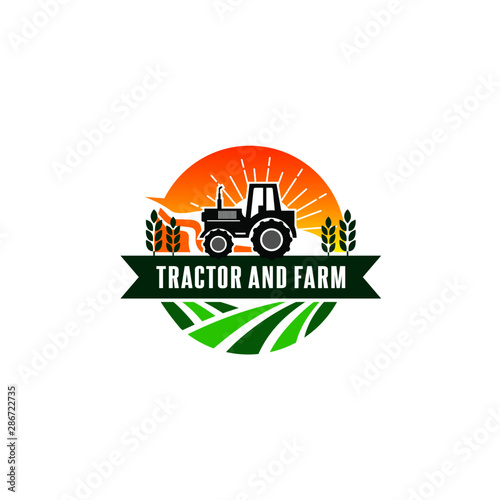 Tractor Farm Logo Template Stock Vector 