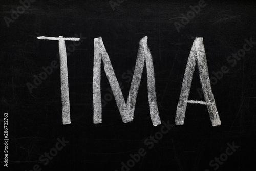 top view of black chalk board with lettering tma photo