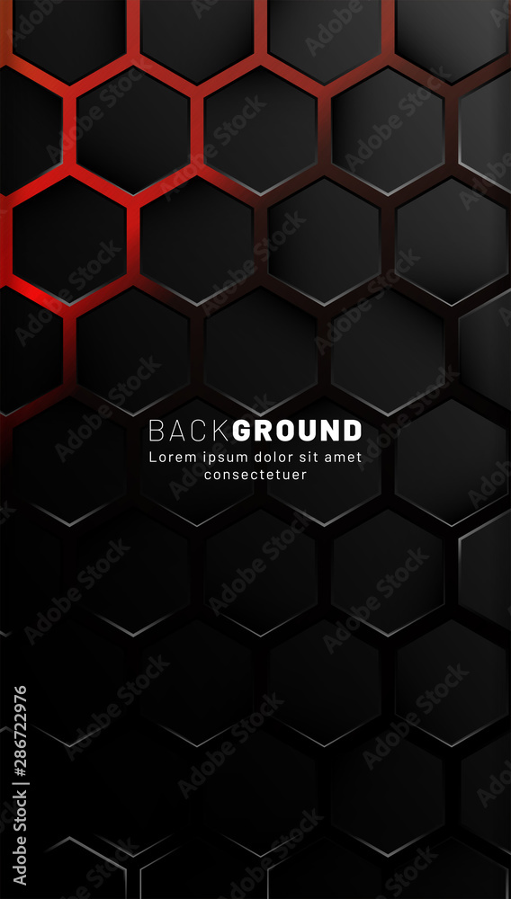 Vertical hexagon background. Gradient color light pattern with dark background technology style. Honeycomb. Vector illustration of light. Vertical hexagon background. Gradient color light pattern with dark background technology style. Honeycomb. Vector illustration of light.
