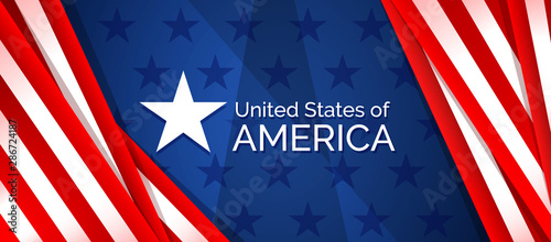 United States of America flag abstract concept with red and blue and white colors background for banner