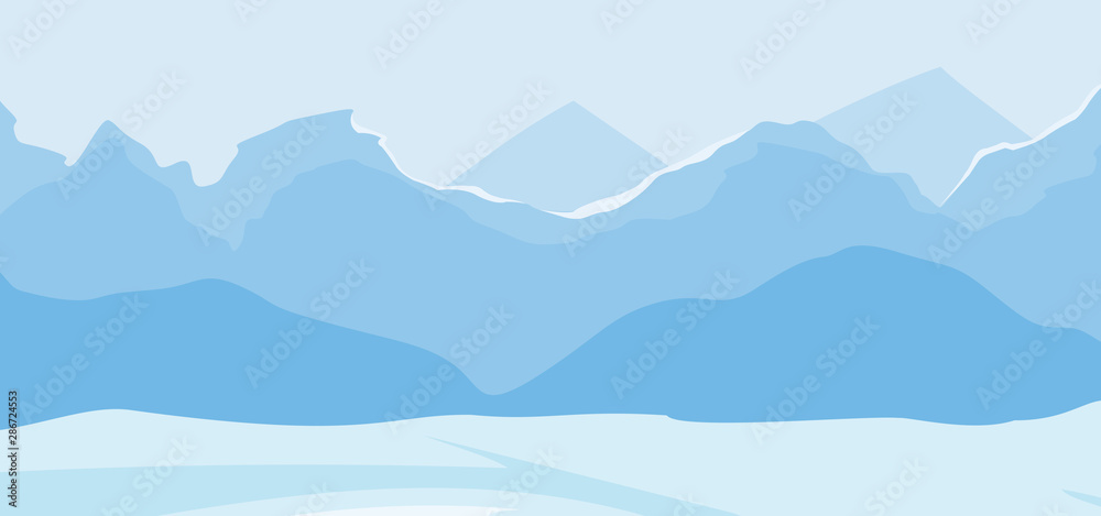 Winter mountains landscape background