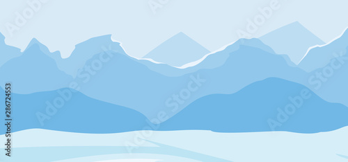 Winter mountains landscape background