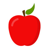 Red apple fruit. Vector illustration icon, logo isolated on white background