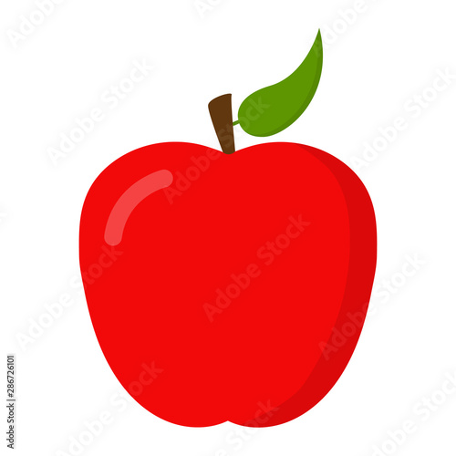 Red apple fruit. Vector illustration icon, logo isolated on white background