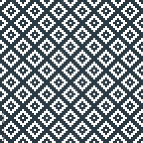 Modern Scandinavian pattern with navy blue geometric design. 