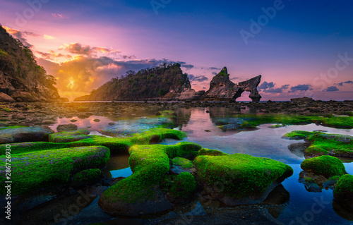 Sunrise at Atuh beach Nusapenida island,Indonesia photo
