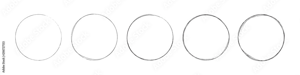 circles set. hand drawing different circles - obrazy, fototapety, plakaty 