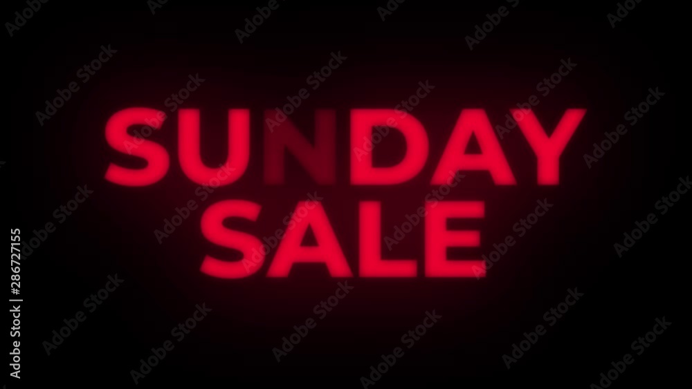 Sunday Sale Text Blinking Flickering Neon Red Sign Loop Background. Sale, Discounts, Deals, Special Offers. Green Screen and Alpha Matte Sunday Sale Text Blinking Flickering Neon Red Sign Loop Background. Sale, Discounts, Deals, Special Offers. Green Screen and Alpha Matte
