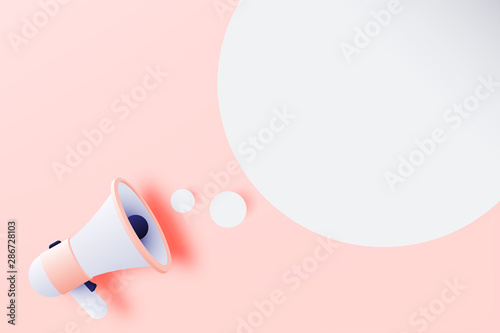 Megaphone announcement with paper art style