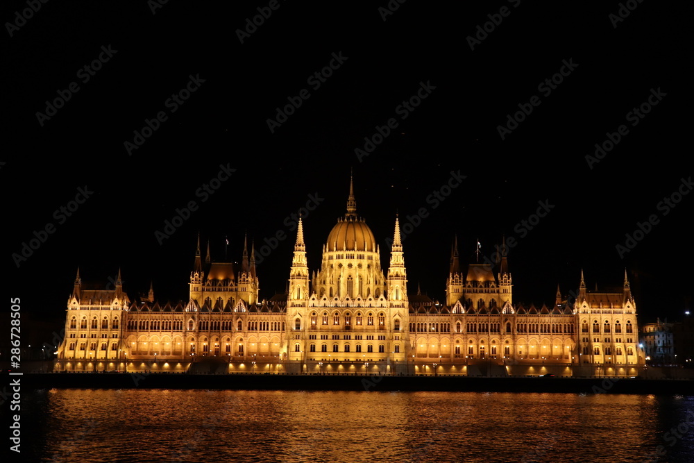 Hungarian Parliament at night, Budapest, Hungary