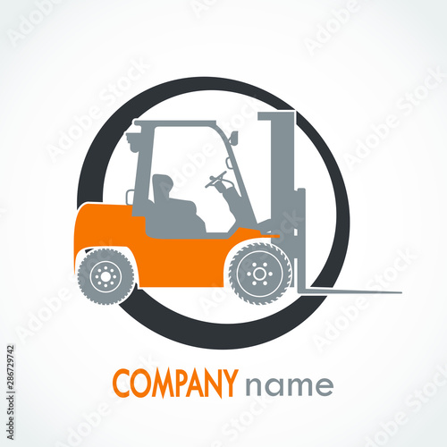 forklift in circle color logistic logo