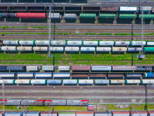 freight railway station. aerial photography