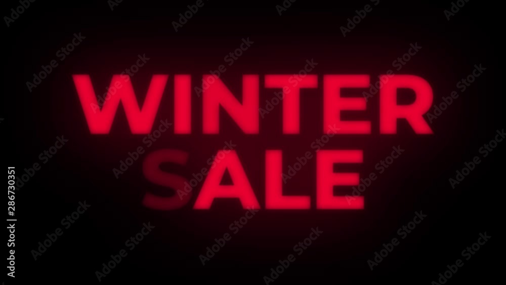 Winter Sale Text Blinking Flickering Neon Red Sign Promotional Loop Background. Sale, Discounts, Deals, Special Offers. Green Screen and Alpha Matte Winter Sale Text Blinking Flickering Neon Red Sign Promotional Loop Background. Sale, Discounts, Deals, Special Offers. Green Screen and Alpha Matte