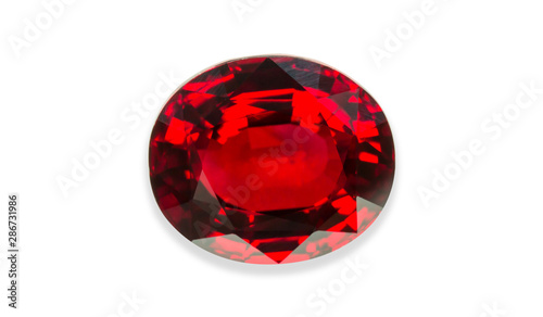 Red sapphire isolated on black background