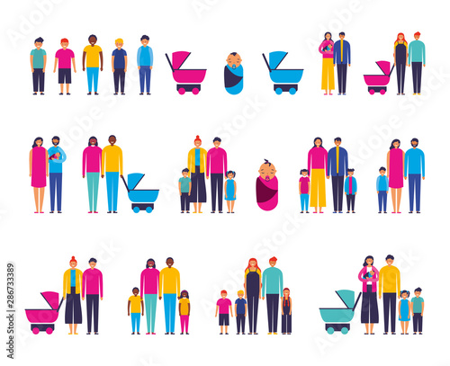 group of interracial family members