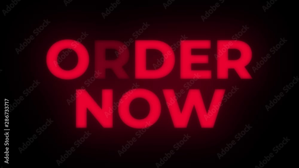Order Now Text Blinking Flickering Neon Red Sign Promotional Loop Background. Sale, Discounts, Deals, Special Offers. Green Screen and Alpha Matte Order Now Text Blinking Flickering Neon Red Sign Promotional Loop Background. Sale, Discounts, Deals, Special Offers. Green Screen and Alpha Matte