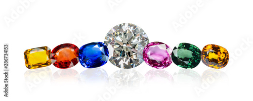 Fotografie diamond and Bright gems on a white background