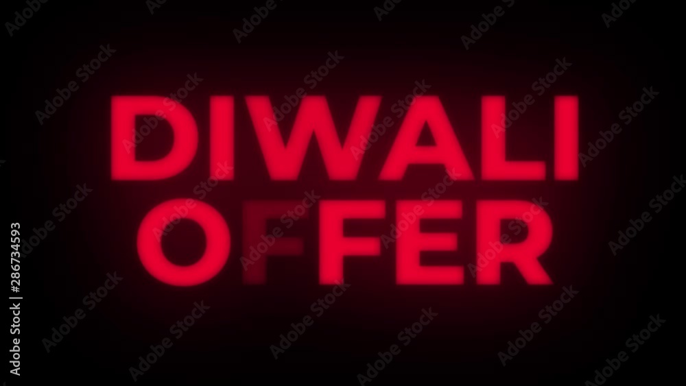 Diwali Offer Text Blinking Flickering Neon Red Sign Promotional Loop Background. Sale, Discounts, Deals, Special Offers. Green Screen and Alpha Matte Diwali Offer Text Blinking Flickering Neon Red Sign Promotional Loop Background. Sale, Discounts, Deals, Special Offers. Green Screen and Alpha Matte