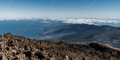 View of the valley from the top of Teide volcano