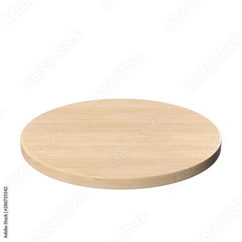 wooden cutting board isolated on white background. Wooden circle mockup