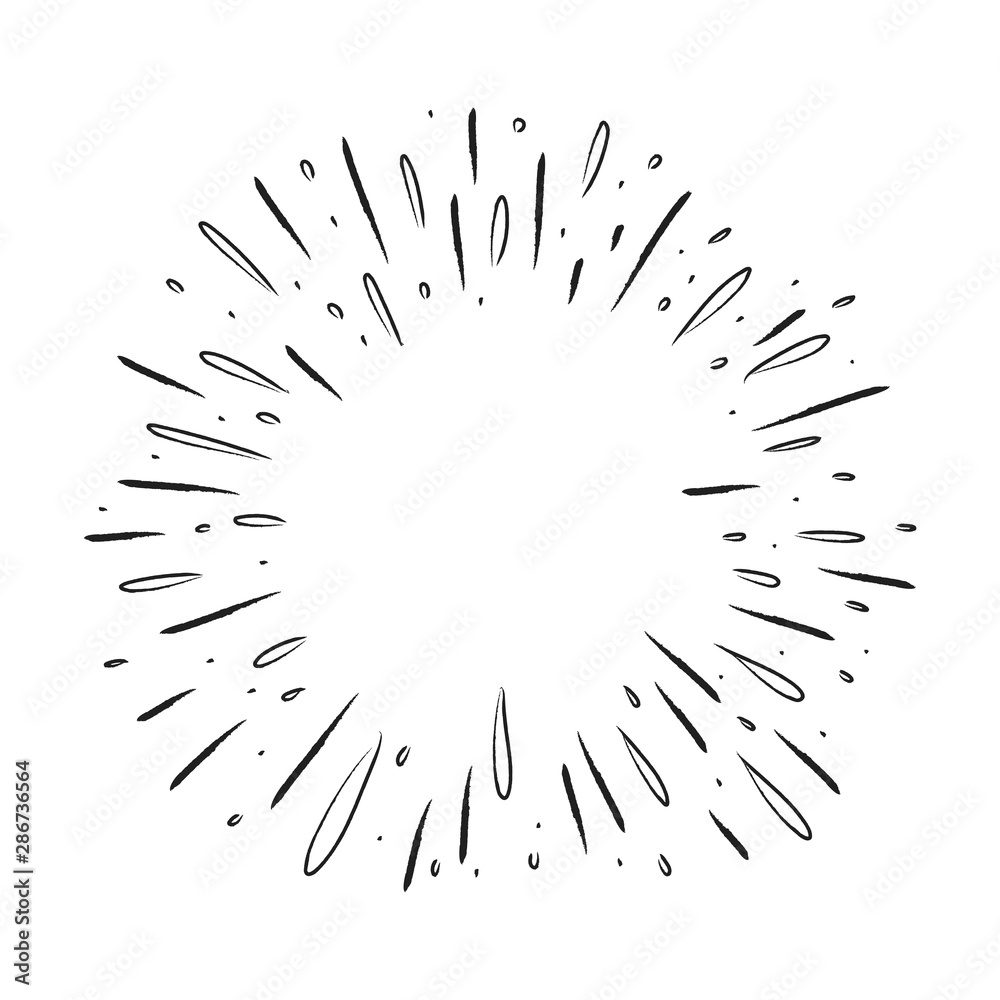 Obraz premium Star burst doodle, hand drawn explosion frame