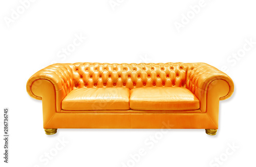 Fototapeta Naklejka Na Ścianę i Meble -  isolate vintage leather sofa on white background