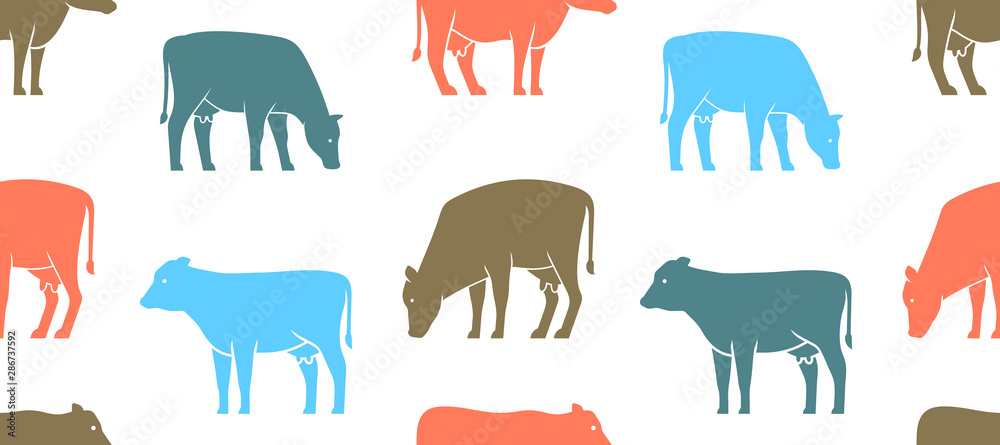Seamless pattern with Cow logo. isolated on white background Seamless pattern with Cow logo. isolated on white background