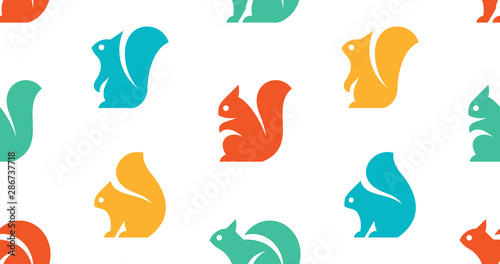 Seamless pattern with Squirrel Logo. isolated on white background