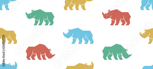 Seamless pattern with Rhinoceros Logo. isolated on white background