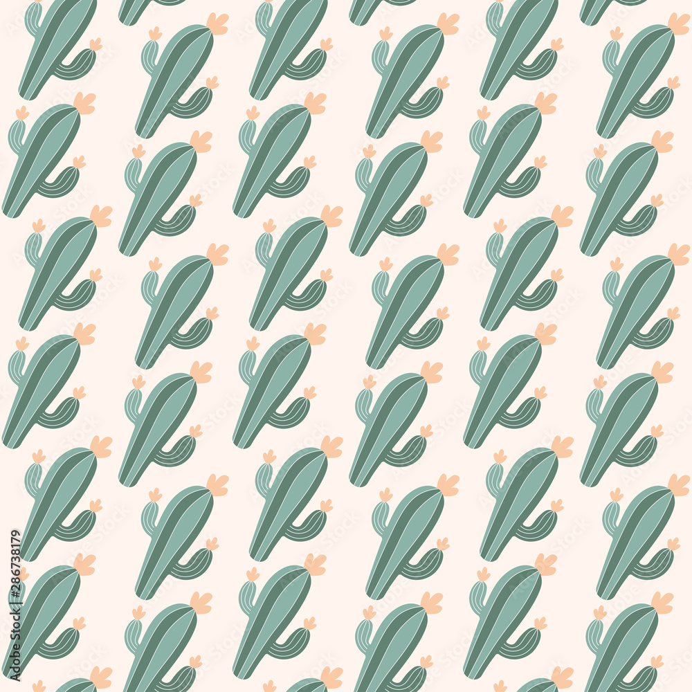 Pink seamless pattern with blooming cacti Pink seamless pattern with blooming cacti