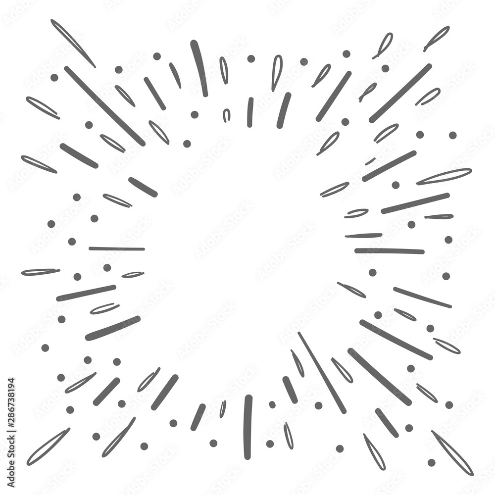 Star burst doodle, hand drawn explosion frame