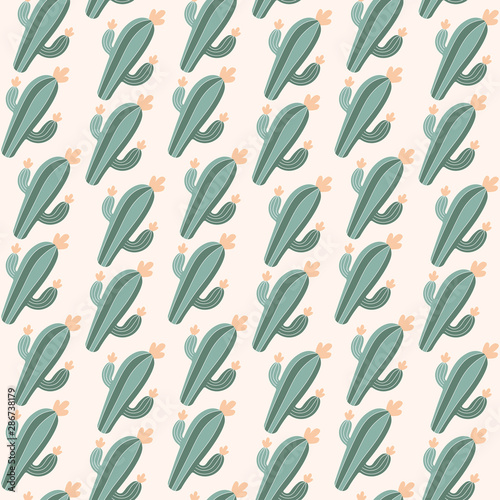 Pink seamless pattern with blooming cacti