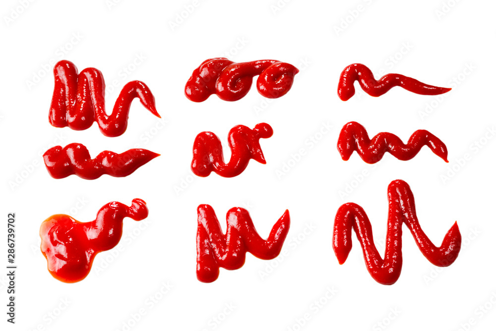 Ketchup splashes isolated on white background. Ketchup splashes isolated on white background.