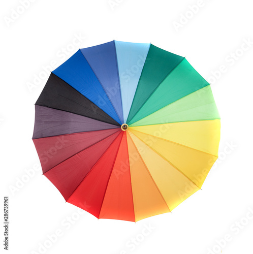 Colorful opened umbrella with all the colors of the rainbow