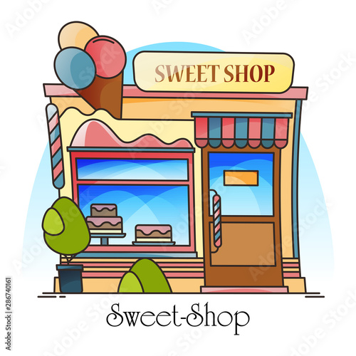 Fototapeta Naklejka Na Ścianę i Meble -  Sweets shop or confectionery store with ice-cream