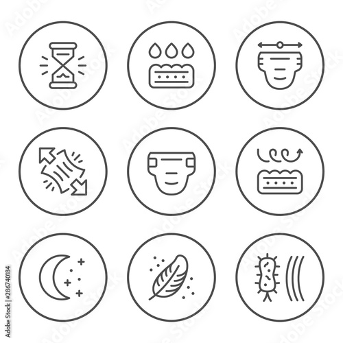 Set round line icons of diaper