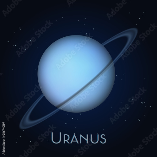 Uranus planet with orbit on black background