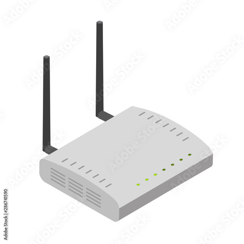 Network router isometric illustration