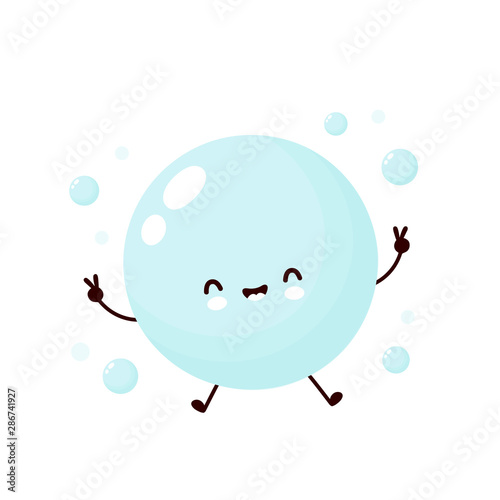 Cute happy soap bubble. Vector