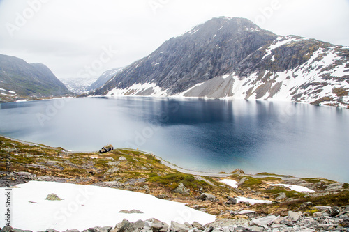 Geiranger fjord, Norway on cloudy day