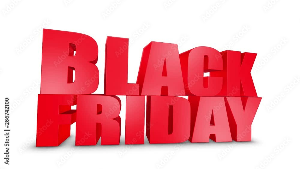 Black Friday 3D Text on White Alpha Channel Green Screen. Advertising Promotion Discount Offer Sale 3D Animation Render. Black Friday 3D Text on White Alpha Channel Green Screen. Advertising Promotion Discount Offer Sale 3D Animation Render.