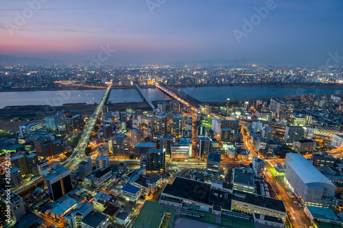 Fototapeta Naklejka Na Ścianę i Meble -  Top view cityscape of Osaka,Japan