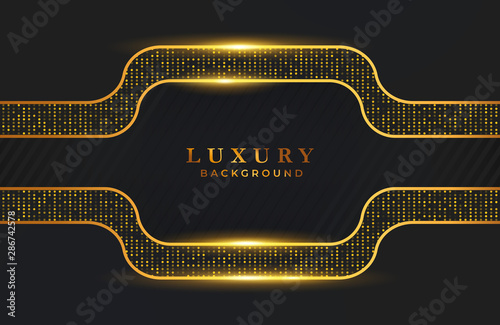Abstract luxury background with gold particle elements. Graphic design template for invitation, cover, background. Elegant decoration