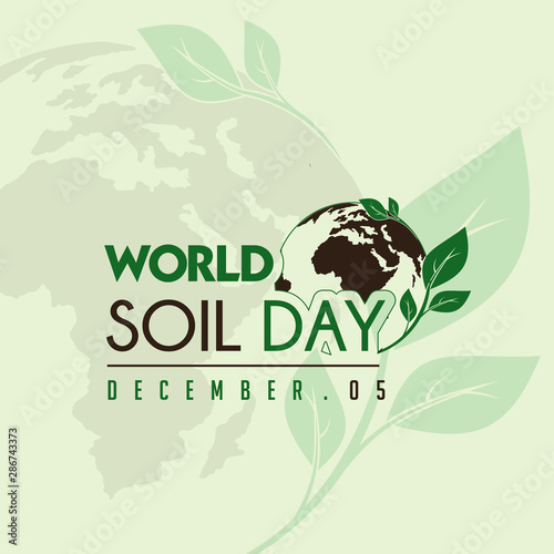 World soil day typography with leaf world globe icon